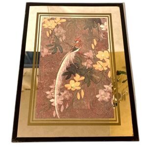 BRYTONE Long Feathered Bird Mirror Vintage Mechanical Mirror Works 16 x 12 in